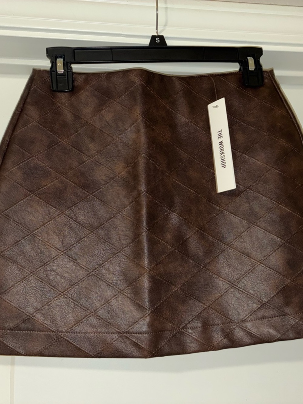Workshop Republic Clothing Quilted Faux Leather Mini Skirt - Brown